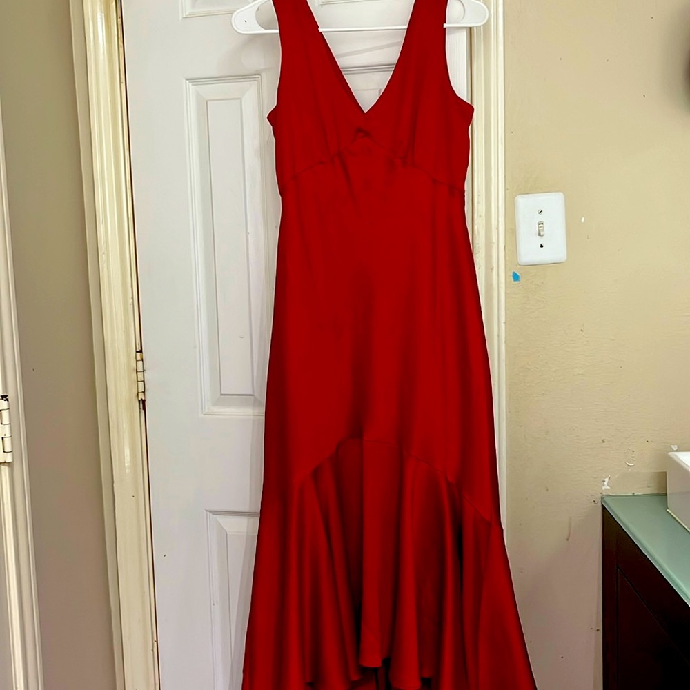 Red satin dress (M)